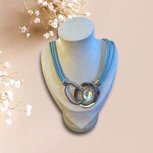 Californian Cowgirl Blue Multi Strand Cord Silver Pendant Necklace